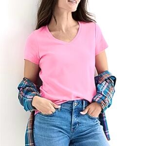 Set of 3 St. John's Bay V-Neck Tees in Pink and Light Green